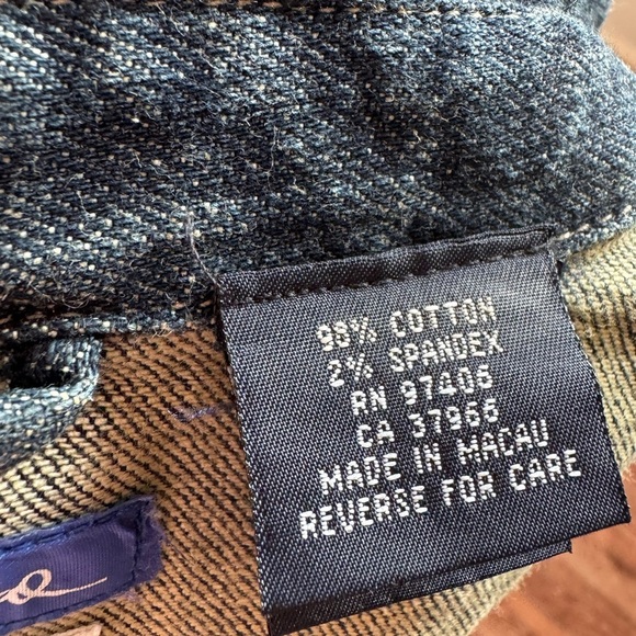 Triple Five Soul Denim Jacket with Pink Accents Ptp 16” length 18” - Picture 9 of 10